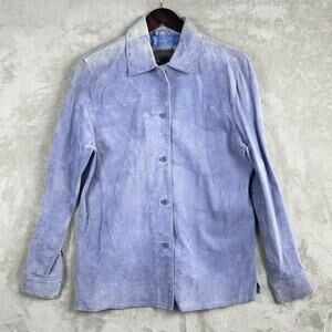 Outfit JPR Leather Suede Shirt Jacket Shacket Violet Blue Size S Faded Grunge